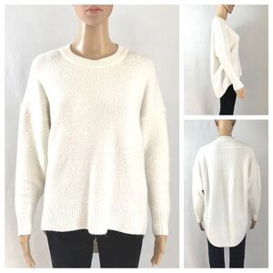 RDI Nordstrom Rack White High-Low Knit Pullover Curve Hem Relaxed Fit Sweater